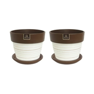 Pottery - Set De 2 Maceta Greta 22Cm Blanca Y Sus Platos