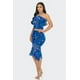 thumbnail image 2 of Saronite Conjunto de Top y Falda con Cuello Halter, Volantes y Malla de Encaje con Estampado de Aguas Tropicales, Azul (para Mujer), 2 of 4