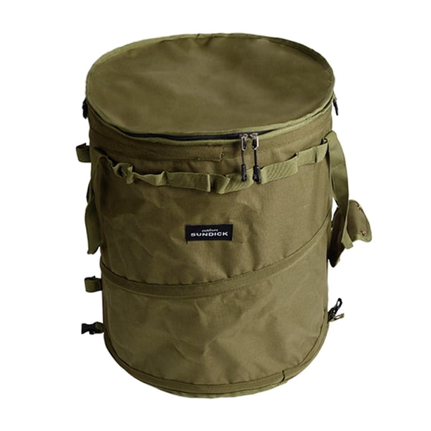 Bote de basura para acampar al aire libre Plegable 13 galones con tapa con cremallera Bote de basura portátil Cubo de basura Bolsa de basura Cesta de , VERDE 41cmx47cm