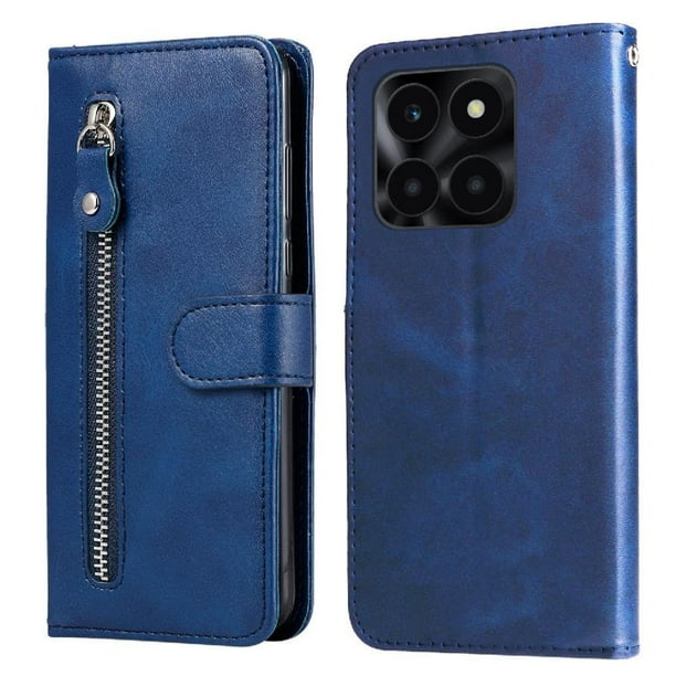 Funda con Cremallera para Honor X6A, Carcasa Cartera de Cuero PU con Soporte y Tarjetero