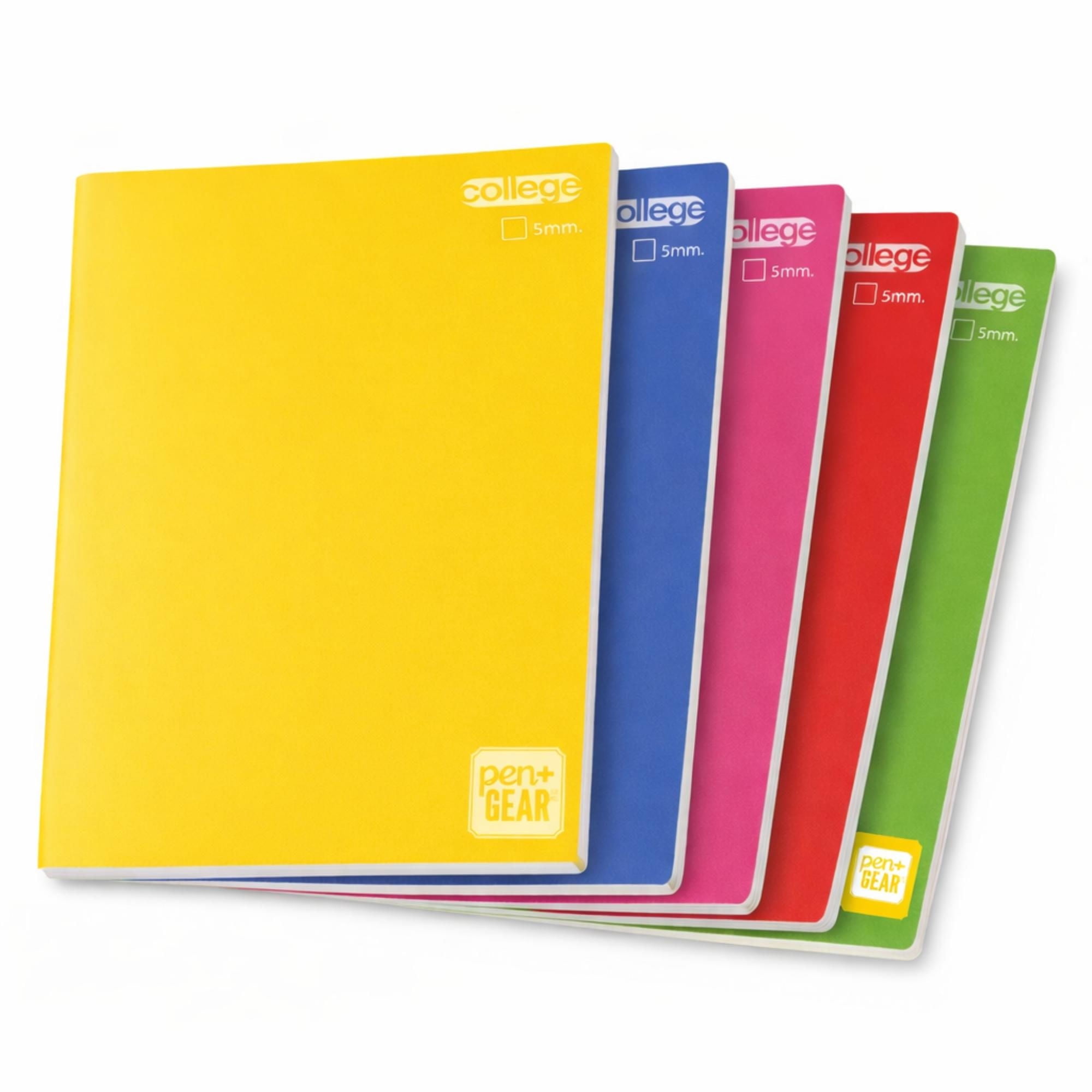 Cuaderno College Matemáticas 5mm 80 Hojas, Color Surtido, 1 Un Pen&Gear