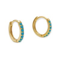 Elbauldejuma - Argollas 6Mm Modelo Whale Turquesa Plata Fina Ley S925 Chapada Oro 18K