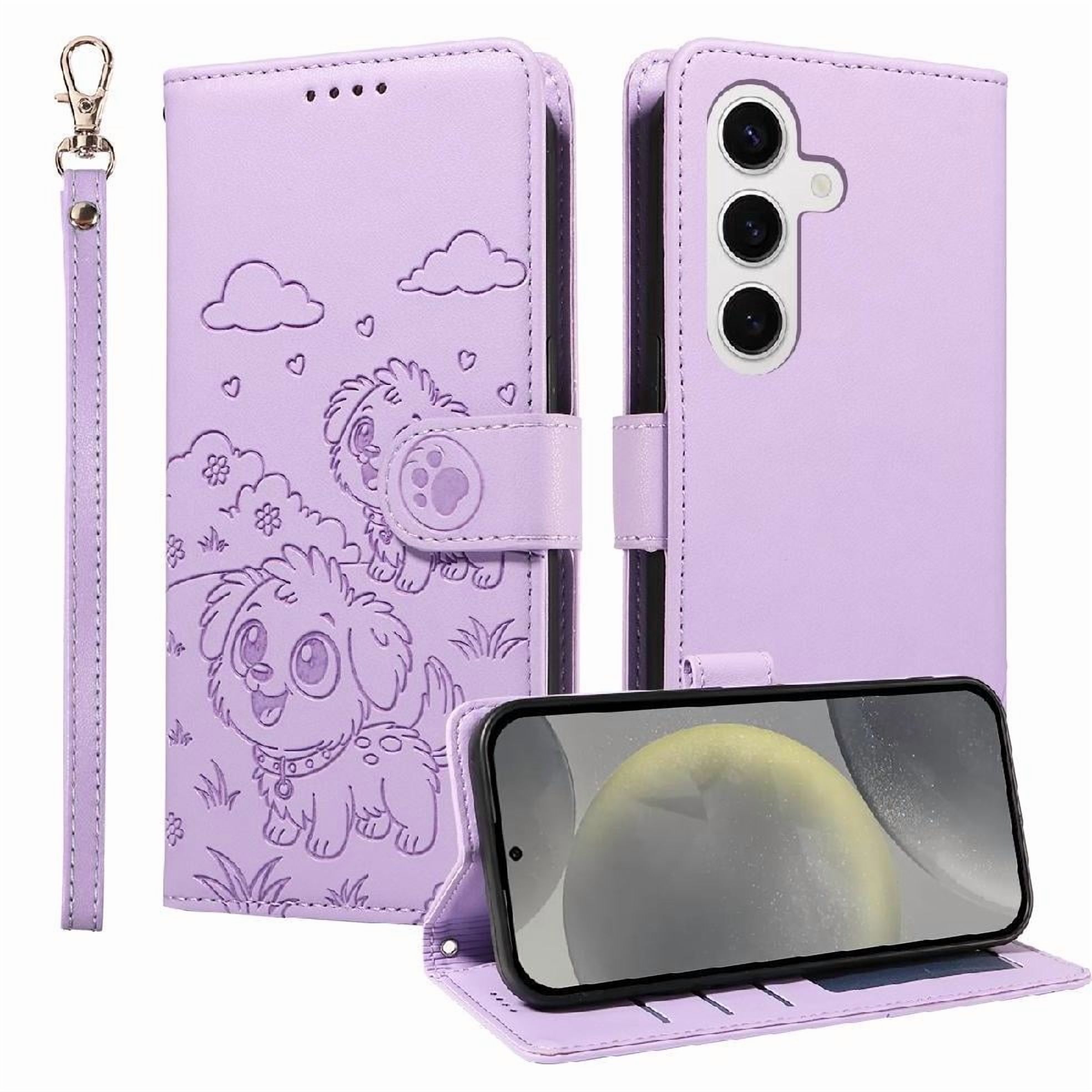 Funda Billetera Foxdock Compatible Con Samsung Galaxy S25 , Diseño Perrito Tierno, Ranuras Para Tarjetas Y Soporte Plegable