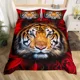 thumbnail image 1 of x1405 Bed SheetsWhite Tiger Red Rose Duvet Cover Africa Big Cat Flower Bedding Set for Teen Adult Animal /Polyester Quilt Cover 3-Piece Bedding Set (1 Duvet Cover + 2 Pillow Shams) nj1405, 1 of 5