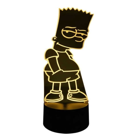Lelumania - Lampara Ilusion 3D Bart De 7 Colores, Base Touch