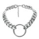 thumbnail image 3 of Collar de cadena de eslabones cubanos declarativos con círculo motero para hombre, plata para mujer, 3 of 5