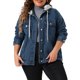 thumbnail image 1 of Agnes Orinda Conjuntos de Halloween Chaqueta de Mezclilla para Mujer de Talla Grande con Capucha Desmontable con Cordón y Bolsillos 1X Azul, 1 of 6