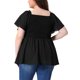 thumbnail image 3 of Agnes Orinda Blusas de Verano para Mujer Tallas Grandes Cuello Cuadrado Manga Corta Volante Dobladillo Casual Suelta Blusa 1X Negro, 3 of 6