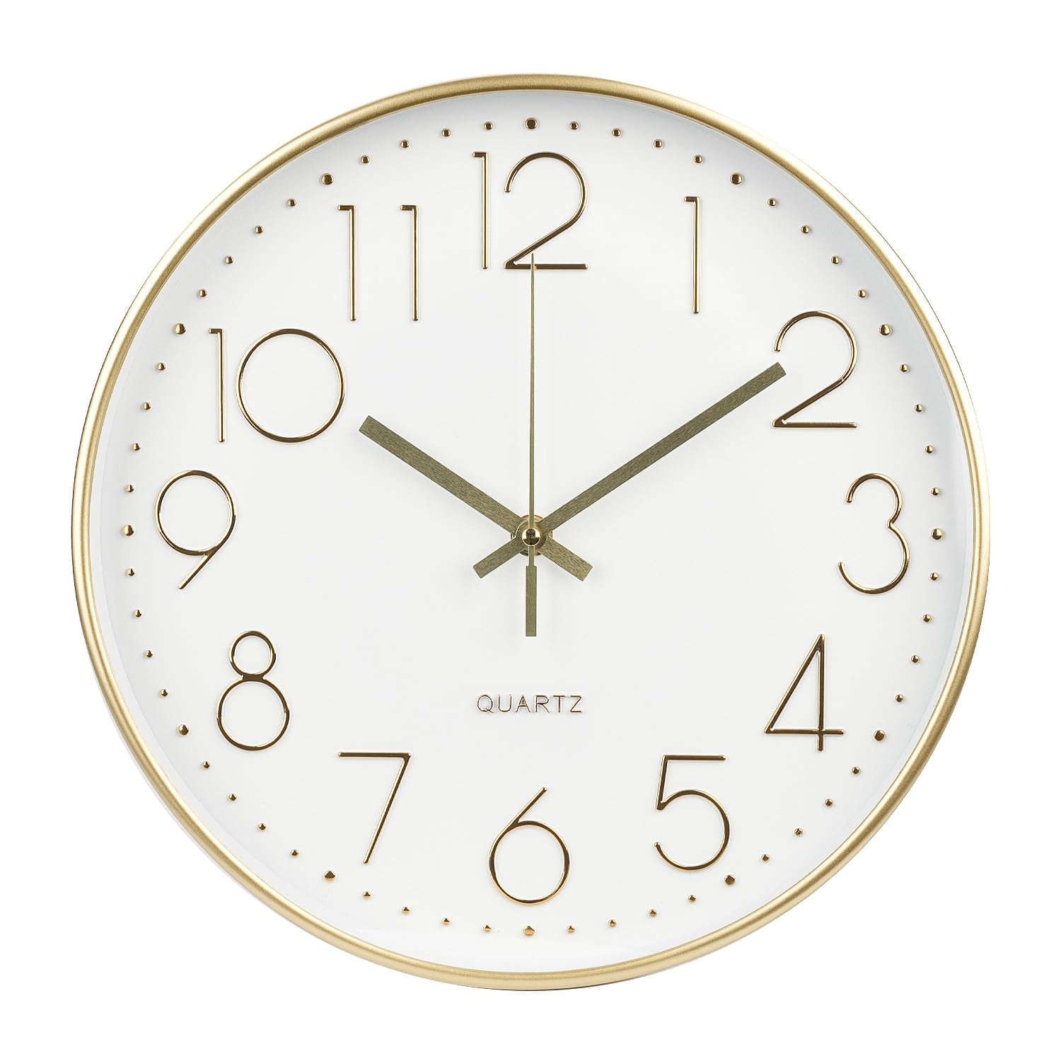 Reloj De Pared Bakbrand Que No Hace Tictac Y Silencioso, 30 Cm, Dorado