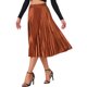 thumbnail image 4 of Falda de fiesta plisada midi con cintura elástica metálica para mujer de NOMADIC NOOK M Naranja Café, 4 of 6