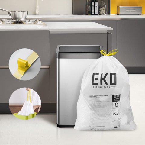 Bolsas De Basura Eko Easy-Dispense, 21 Galones (79,5 L), 60 Unidades