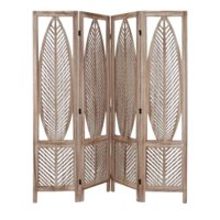 Oem - Biombo De Madera Resistente 4 Paneles Diseño Hoja 40X170Cm