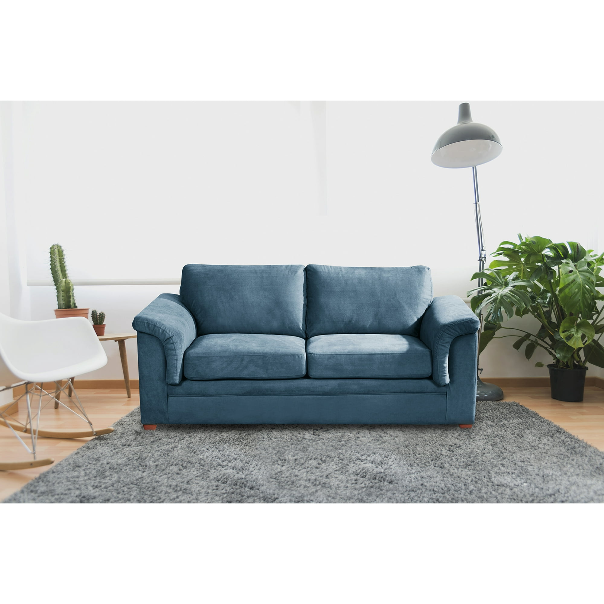 Latam Home - Sofa Ancona 3 C Tela Velvet Azul Petroleo