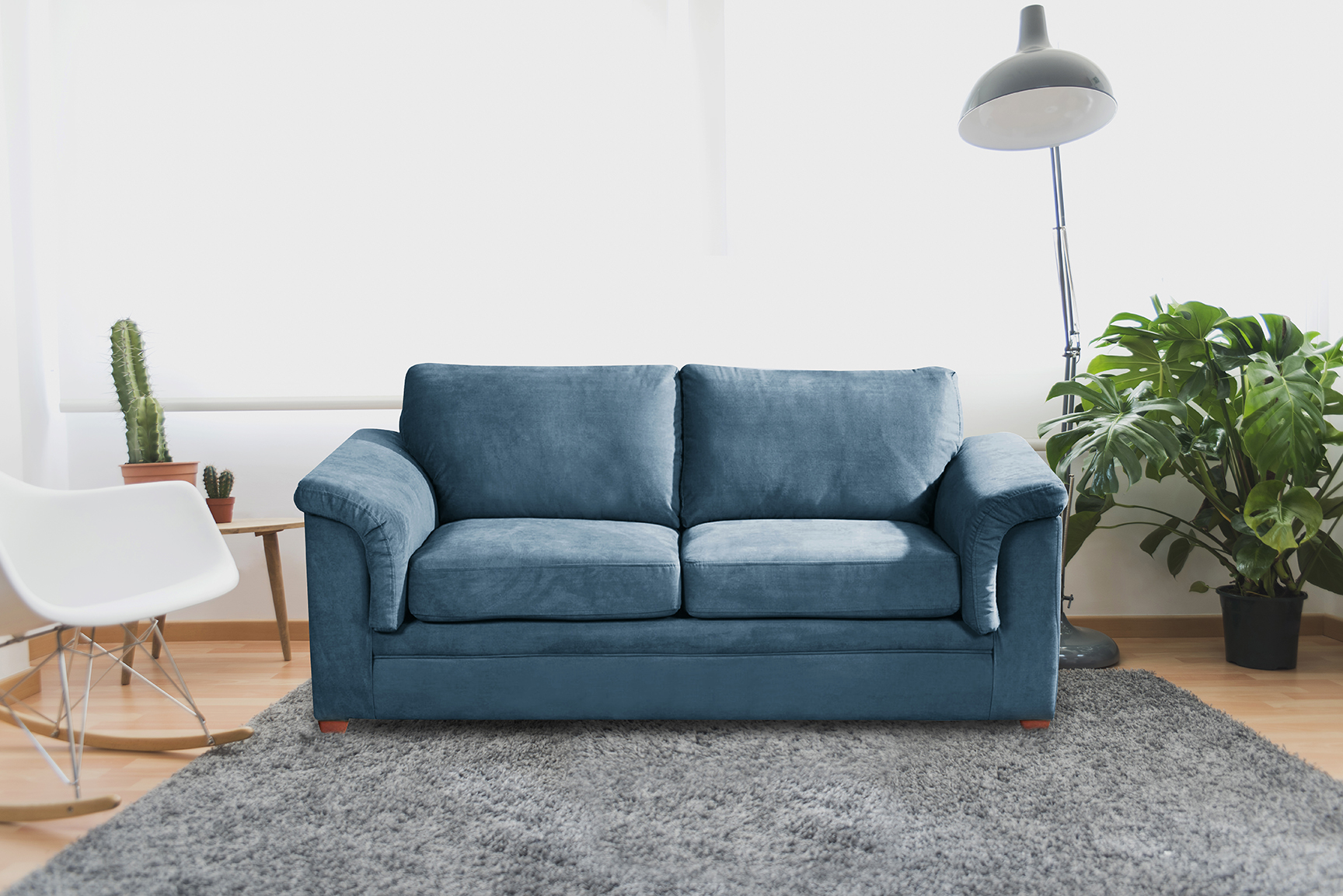 Latam Home - Sofa Ancona 3 C Tela Velvet Azul Petroleo