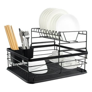 Secaplatos Escurridor 2 Niveles Acero Inox Negro Simplit Negro