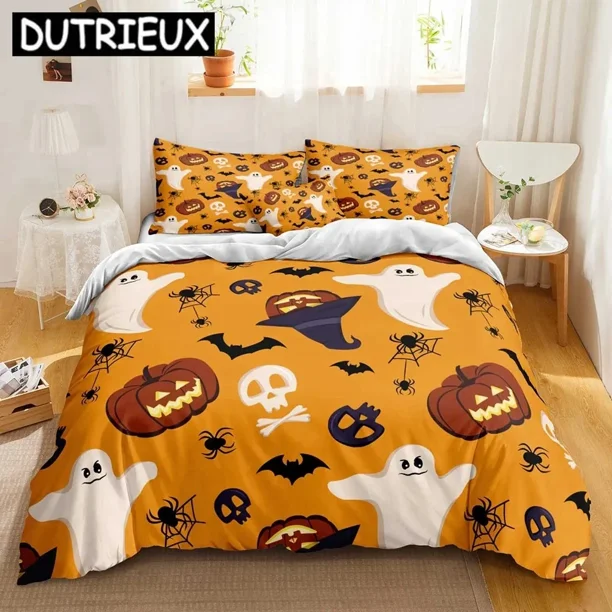 Halloween Bedding Sets Cartoon Pumpkin Duvet Cover Set Modern Fashion Home Textiles Floral Bed Linen For Dropshipping Bed Sheets