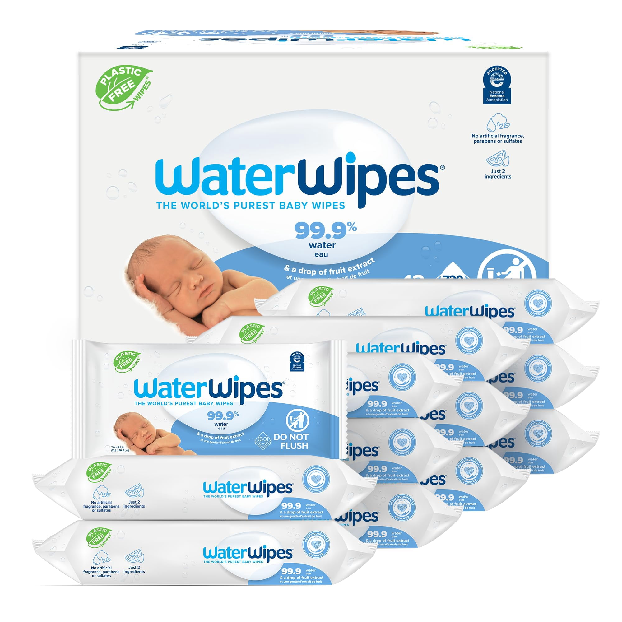 Toallitas Para Bebés Waterwipes Sin Plástico Originales Con 99,9% De Agua X720