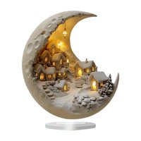 Magideal - Letrero De Mesa 2D Con Forma De Casa De Nieve En La Luna, Decoración De Escritorio Versátil Decorativa