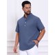 thumbnail image 4 of INSPIRE CHIC Regreso a Clases Camisa Henley para Hombre Cuello Mao Manga Corta Camisa de Lino 3XL Azul, 4 of 5