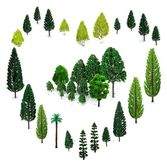 Modelo Model Trees OrgMemory Mixed, 29 unidades, 4 a 16 cm, plástico, color verde