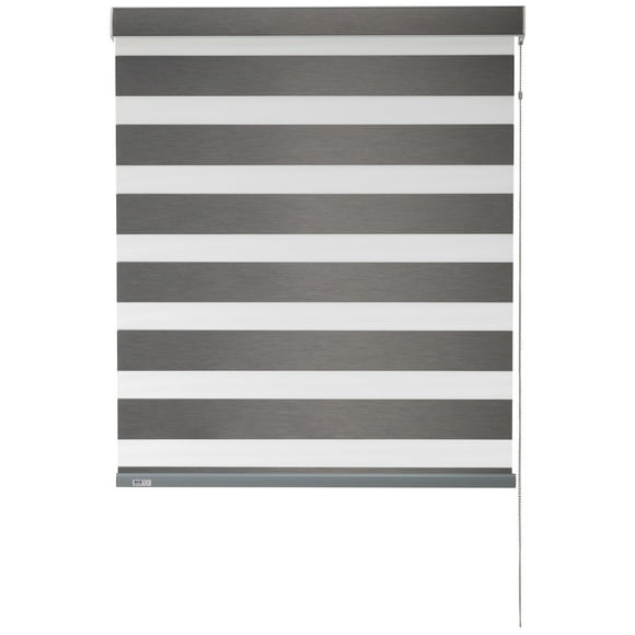 Cortina Roller Duo Blackout Gris Oscuro, Alto Ajustable máximo de 170 cm x Ancho a Elección para Sala, Living, Oficina o Escritorio (145 cm de Ancho x 170 cm de Alto)