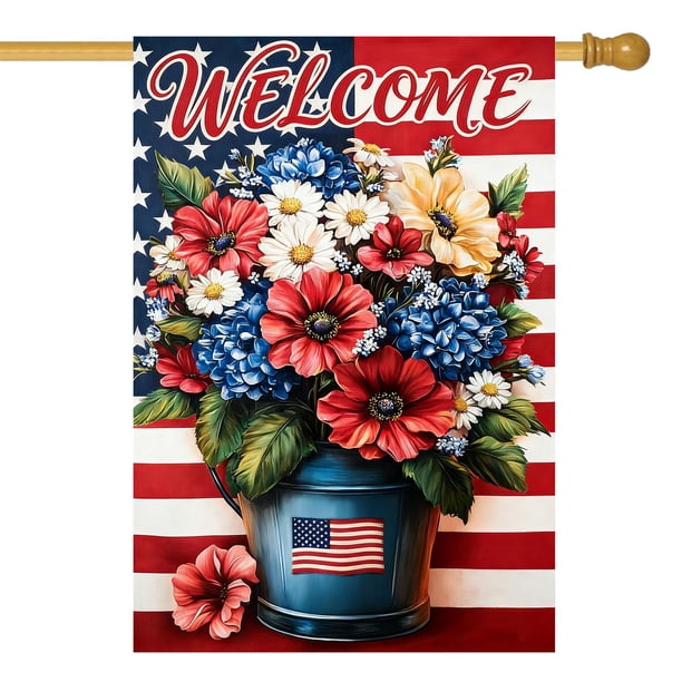 Bandera de jardín LienzoFest, tamaño grande, para el 4 de julio, 70 x 100 cm, arpillera