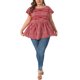 thumbnail image 2 of Agnes Orinda Blusa de Talla Grande para Mujeres Escuela Universidad Boho Estampado Floral Cuello Redondo Mangas con Volantes Camisas 1X Burdeos, 2 of 6