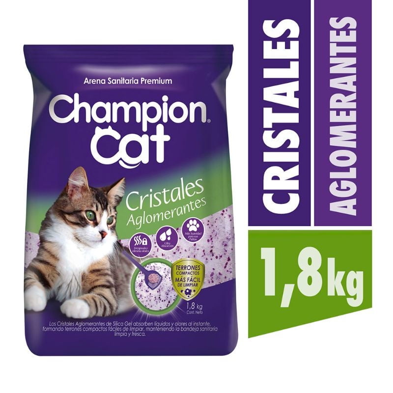 Arena Sanitaria Champion Cat Arena Cristales Aglomerantes 1.8 Kg