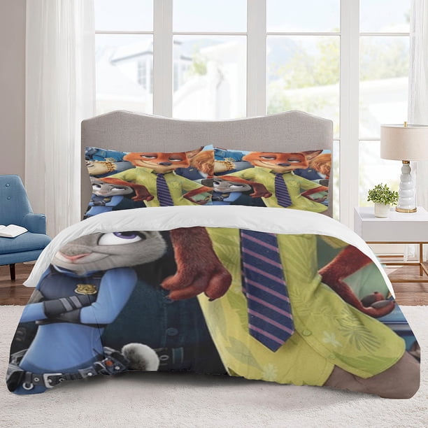 Zootopia Bedding Sets Cartoon Duvet Cover Lightweight 3 Piece Bet Sets for Kids Boys Girls