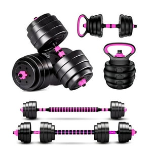 Yep - Set Mancuernas Barra Rusa Ajustables 20 Kg 4 En 1 Rosa