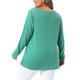 thumbnail image 3 of Agnes Orinda Tallas Grandes Ropa de Halloween Blusas para Mujeres Camisetas de Manga Larga con Cuello en V Botón Otoño Jersey Camisa Suelta Blusa 1X Verde, 3 of 6