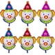 thumbnail image 1 of Paquete de 6 globos de payaso sonriente de aluminio para fiestas, ideales para decoración de fiestas de circo, carnaval y más., 1 of 7