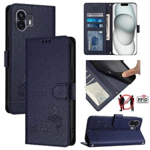 Funda Tipo Cartera Foxdock Para Nothing Phone 2A Con Soporte, Ranuras, Rfid, Diseño De Gato