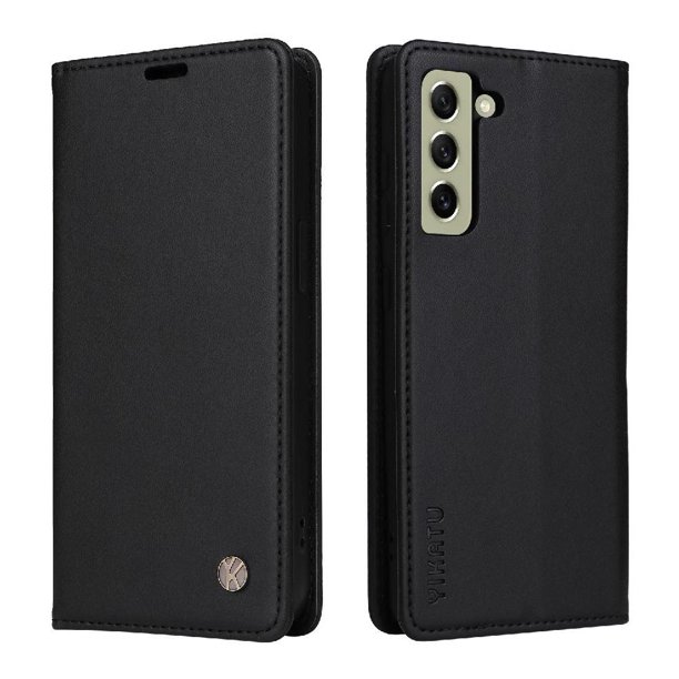 Funda Billetera de Cuero para Samsung Galaxy S21 FE con Tarjetero y Soporte - Tapa Magnética Negro