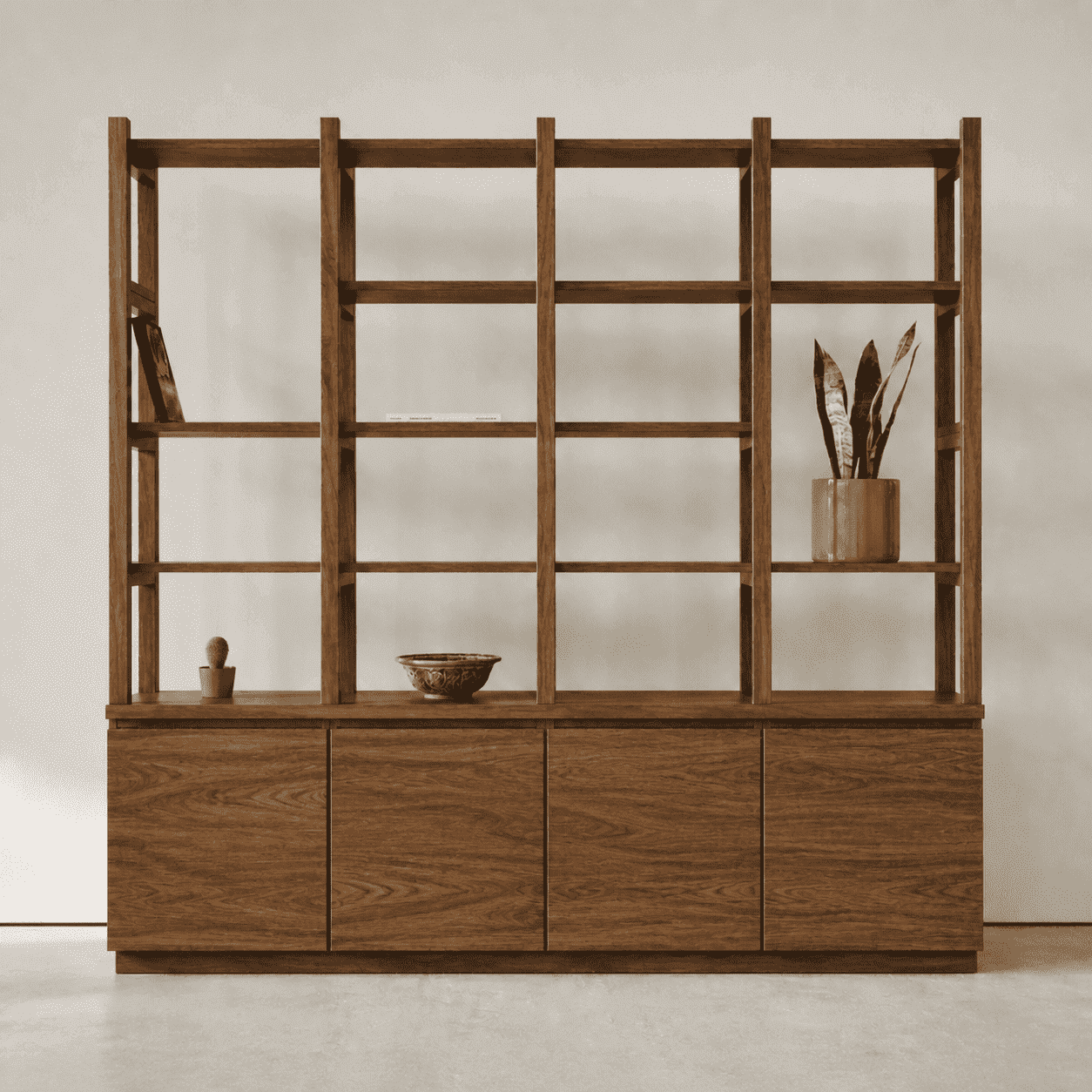 Arca Muebles - Biblioteca "arrayán" Estantería Abierta De Madera Con Postes - Café - 180x35x200 Cm