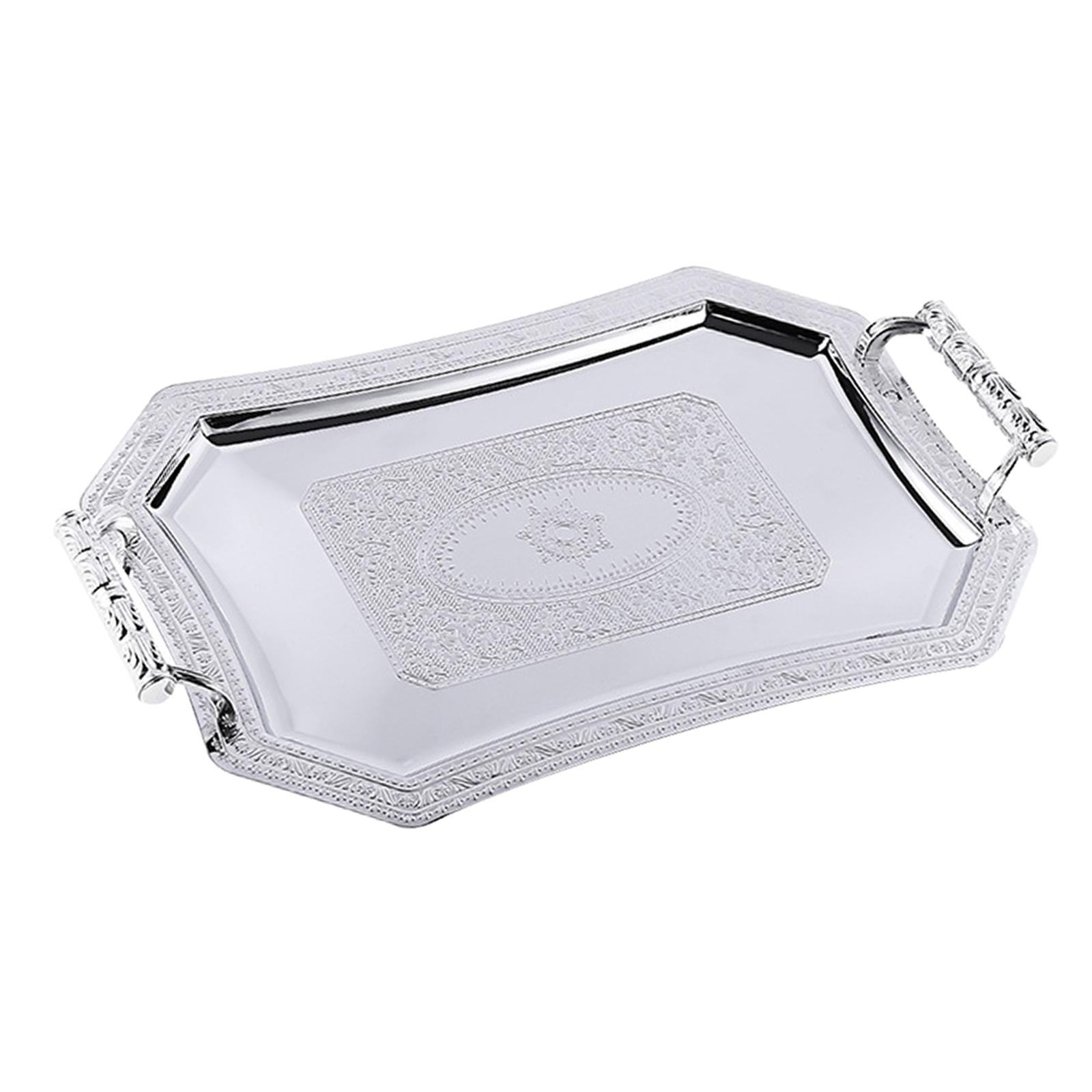 Bothyi - Bandeja Organizadora De Postres Con Patrón De Acero Inoxidable Para La Cena De La Cocina Del Hogar