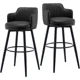 thumbnail image 1 of Set de 2 Taburetes de Bar 66 cm Eco Cuero Acolchados y Patas Metálicas Negras, 1 of 3
