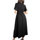 thumbnail image 3 of Vestido de Mujer Jess by Meiko Escote en V Manga con Vuelo Cinturón con Hebilla Declarativa Vestido Midi S Negro, 3 of 6