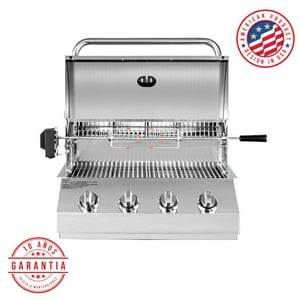 Kinggrill - Parrilla A Gas Empotrada 4 Quemadores + Spiedo Con Motor