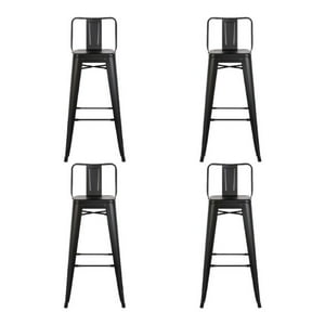 Topdeco - Pack 4 Pisos Tolix Negro, Respaldo Bajo, Bar