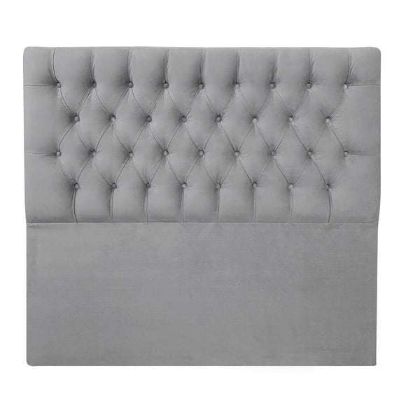 Respaldo Capitone Premium Queen Felpa Gris Plata