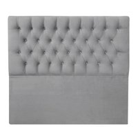 Espacio Hogar - Respaldo Capitone Premium 1 Plaza Felpa Gris Plata