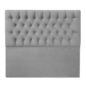 Espacio Hogar - Respaldo Capitone Premium 1 Plaza Felpa Gris Plata