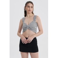 Fashionspark - Polera Mujer Tejida Twist Gris Claro