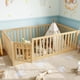 thumbnail image 1 of Twin Size Bed Floor Bed with Safety Guardrails and Door for Kids, Natural, 1 of 3