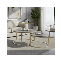 Click Ventas - Mesa De Centro Auxiliar Doble Melamina 70X50Cm 34X40Cm Gris