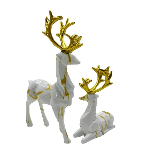Colección De Figuras De Ciervos De 2 Piezas, Adorno De Mesa Para Gabinete, Escritorio De Oficina, Dorado