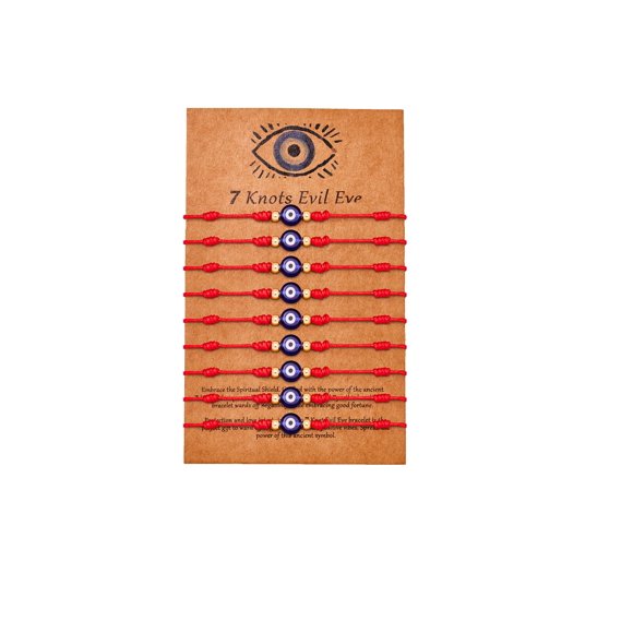 Pulsera Poxtex Ojo Turco 7 Nudos de la Suerte – 9 piezas rojas