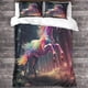 thumbnail image 3 of Juego de ropa de cama con estampado digital 3D de caballo arcoíris con funda de almohada y funda nórdica de microfibra suave de 3 piezas. Funda nórdica con cremallera y diseño de criatura fa, 3 of 3