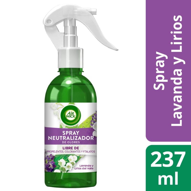 Air Wick - Desodorante Ambiental Aerosol Spray Neutralizador De Olores Lavanda Y Lirios Del Valle Frasco
